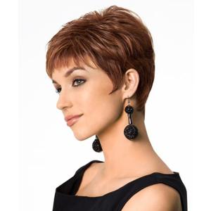 SEVENCOLORS Short Auburn Pixie Cut Wigs for White Women Synthetic Mixed Brown Wigs with Bangs Natural Layered Short Hair Wigs for Women