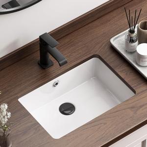 Rectangular Undermount Bathroom Sink, QISHKA 18" x 13" Ceramic Undercounter Vanity Sink White Porcelain Vessel Sink, Rectangle Wash Basin with Overflow for Restroom