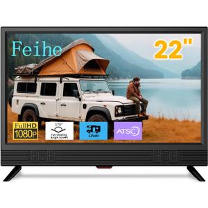 Feihe 22 Inch TV,1080p LED Widescreen HDTV with Digital ATSC Tuners, Flat Screen TV with HDMI/VGA/RCA/USB for Kitchen, RV, Bedroom, Caravan(NO Smart TV)-New Model