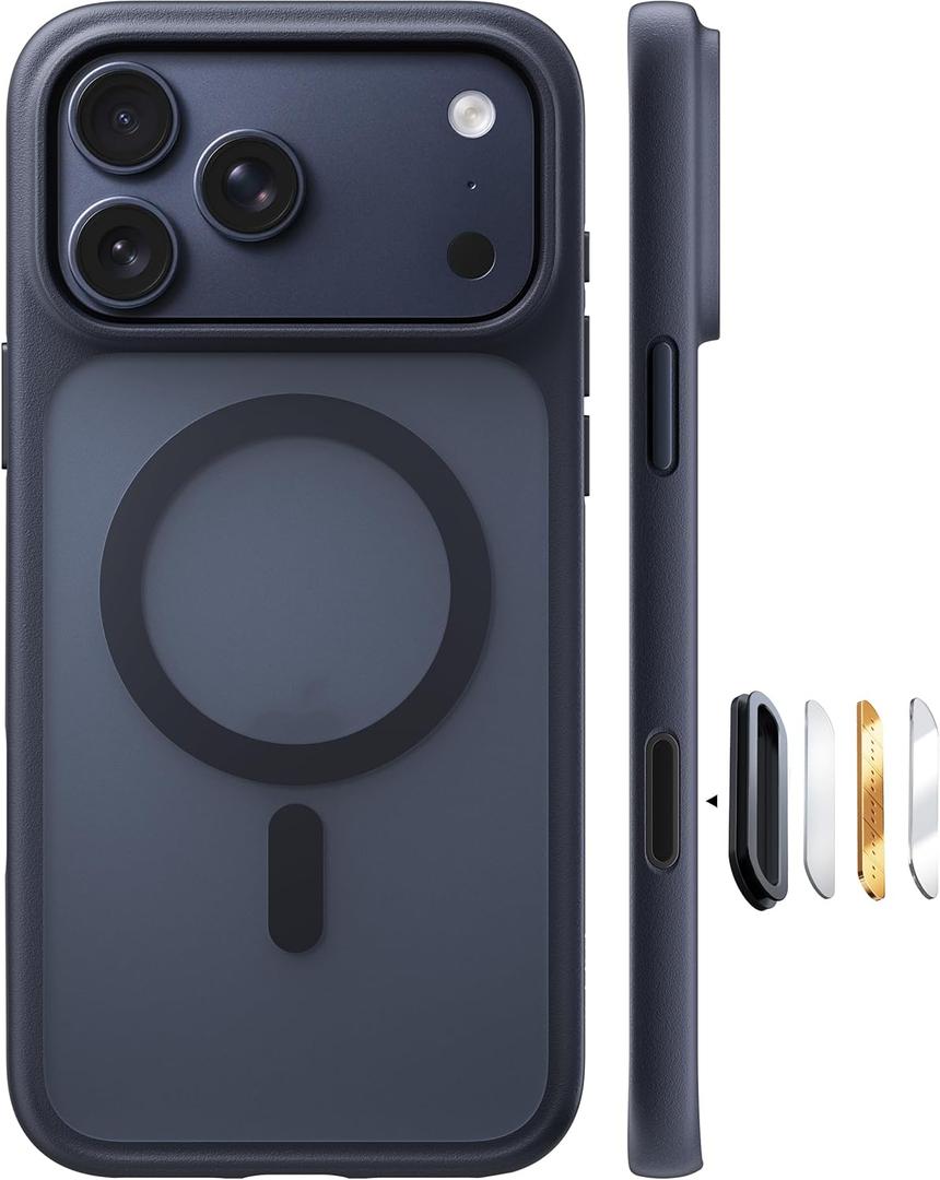 TORRAS Stronger Magnetic & Shockproof for iPhone 17 Pro Max Case, Fit for MagSafe, Military Grade Drop Protection, Camera Control, DIY Button, Slim for iPhone 17 Pro Max Case Translucent Matte Black