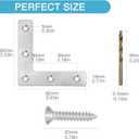 8PCS 3.23 x 3.23 L Shape Flat Metal Frame Bracket, 90 Degree Right Angle Corner Brace, Stainless Steel Mending Plate for Wood with 40PCS Screws