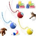 3-Pack Interactive Cat Toys Ball for Indoor CatsDog,Automatic Cat Toy 360 Auto-Rotation Smart Obstacle Avoidance,Includes 8 Cat Spiral Spring,Cat Enrichment Toys for Indoor Cats (RedBlueYellow)