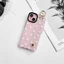 NITITOP Compatible with iPhone 15 Case Clear Cute Pattern Design for Women Girls with Wrist Adjustable Hand Strap Kickstand Grip Holder Soft TPU Slim Protective Phone Cover - Love Hearts
