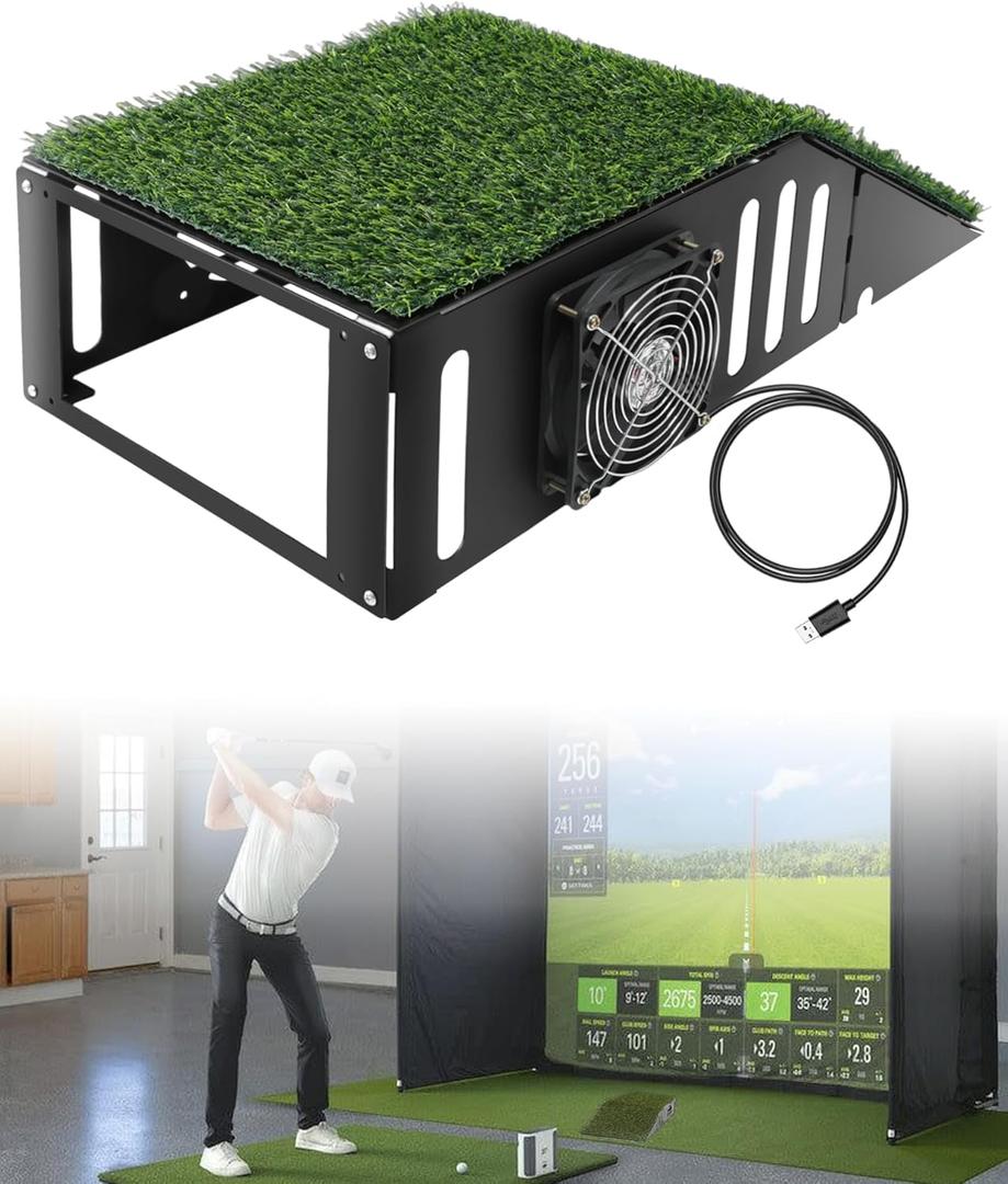 Golf Simulator Projector Cover Enclosure, Floor Outdoor Mounted Enclosure, With Cooling Fan and Artificial Turf to Better Protect The Golf Simulation Projector