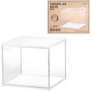 Rolife Acrylic Display Case Dust Cover for Collectibles, Stackable Showcase Dustproof Protection with White Base with Door for Shoes,Books,Toys,Collectibles Memorabilia Figurines(11.3''x9.6''x9.3'') (Medium)