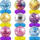 KatchOn, NYE Disco Ball Centerpieces - Pack of 9 | New Years Centerpieces for Tables | Colorful Disco Ball for Disco Ball Party Decorations | 90s Theme Party Decorations | New Years Decorations 2026