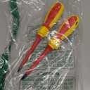 2Pcs Magnetic Screwdrivers Set Phillips and Flat Screwdriver, 1000v Insulated Screwdrivers 4 Inch Multi-purpose Cross Slot Screwdriver Set Cushion Grip Handle for Electricians