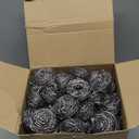 Yinkin 100 Pieces Stainless Steel Scrubber Bulk Steel Wool Scrubber Metal Sponge Wire Scouring Pad Heavy Duty Clean Dish Pot Pan and Oven for Kitchen, Bathrooms, and More (Silver)