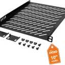 Tecmojo 0.5U Rack Mount Shelf for 10" Server Rack, 10.23" Deep Vented Cantilever Tray, Metal Shelf for Network Cabinet, Server Enclosure, Enhanced Airflow, Black