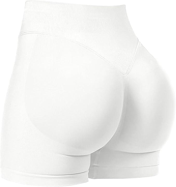 Kepblom High-Waisted Butt-Lifting Scrunch Gym Shorts for Women - Workout Yoga Biker, Seamless Spandex Booty Shorts (Small, Black)