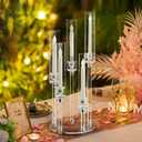 20PCS Acrylic Candlestick Holder for Table Centerpiece, 5 Arm Clear Candelabra Wedding Centerpiece with Removable Lampshade for Brithday Party Easter Living Room Fireplace Decor fit 0.8 led candle