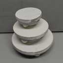 Amyhill 3 Pcs 5/4/3 Inch Wooden Risers for Display Wood Pedestal Stand Mini Tray Stand Round Wooden Pedestal Holder Rustic Buffet Cake Riser for Decor Tiered Tray Decor Home Kitchen(Washed White)