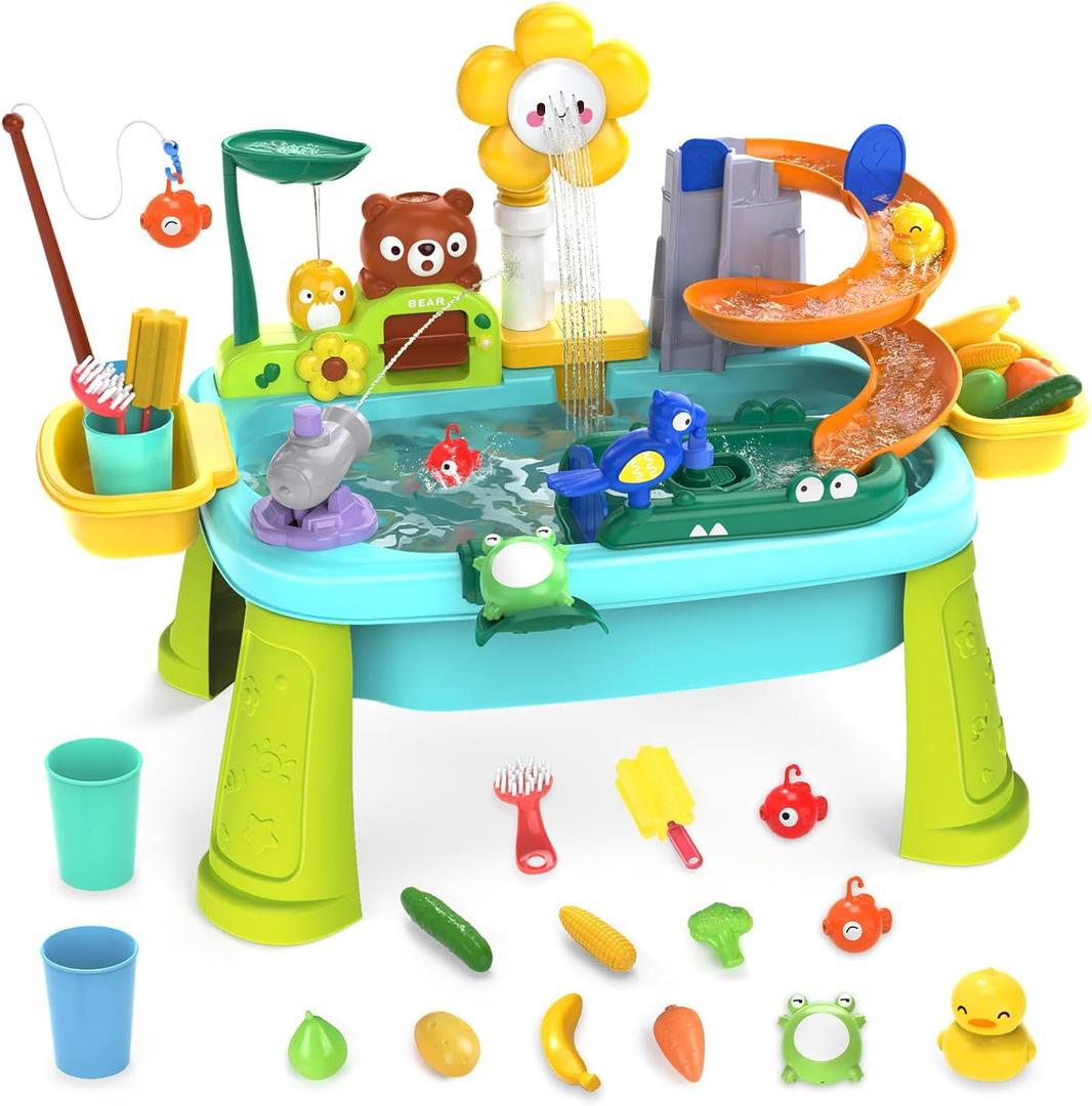 Water Table for Toddlers 1-3 with Electric Water Pump, Water and Sand Table for Kids Ages 4-8, Play Sink with Running Water, Outdoor Toys for Boys and Girls Water Table for Toddlers 1-3 with Electric Water Pump, Water and Sand Table for Kids Ages 4-8, Play Sink with Running Water, Outdoor Toys for Boys and Girls