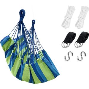 KPX Ourdoor Hanging Hammock Chair Comfortable Tree Swing Chair Large Size 110X130cmWithout Pillows - 330 Lbs Weight Capacity (Blue/Green)