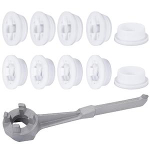 Zonon 11 Pcs Drum Wrench with Gasket Aluminum 2" Bung Caps with 3/4" Knock out Includes 5 Fine and 5 Coarse Buttress Bung Hole Cap for 15, 30, 55 Gallon Drum