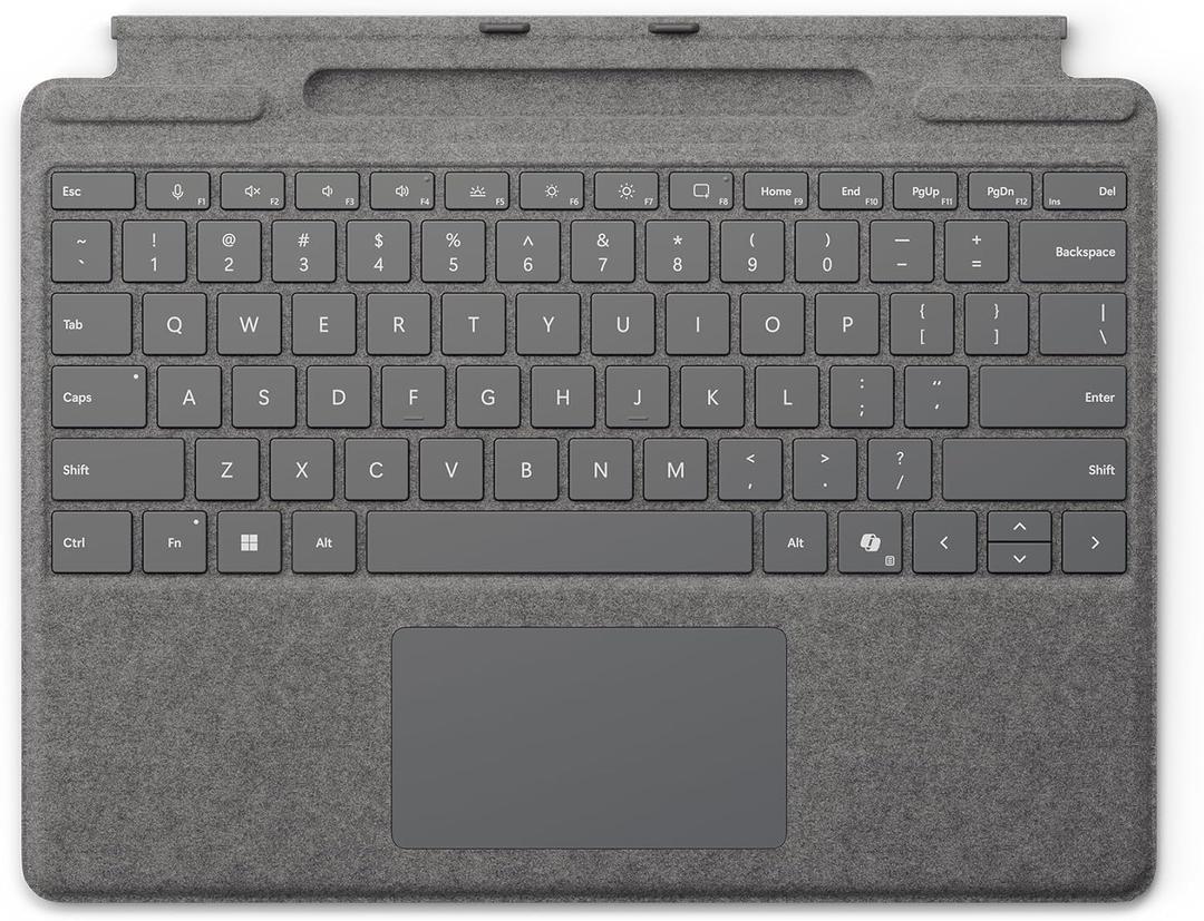 Microsoft Surface Pro Keyboard for Surface Pro Copilot+ (11th Edition), Pro 9 and 8 with Pen Storage, Alcantara Material, Platinum