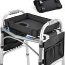 FANGSUN Walker Tray for Folding Walker Foldable Tray for Walkers with Side Pockets & Cup Holder, Spill-Proof, Easy Install with Straps, Fits Rolling Walkers with Side Bars, for Meals & Drinks