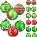 12 Pcs 3.15 Inch Christmas Ball Ornaments, Christmas Tree Decorations Set, Glittering Plastic Hanging Decoration, Elf Balls Swirl Candy Cane Peppermint for Christmas Decorations