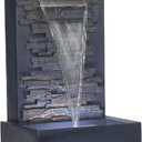 Alpine Corporation 32" Cascading Stone Wall Fountain with LED Lights  Outdoor Water Feature for Garden, Patio, Backyard & Home Decor, Gray