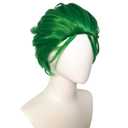 Short Spiky Green Wig for Men Straight Green Wigs Men for Anime Synthetic Hair for St. Partrick's Day Halloween Costume Party Cosplay with Wig Cap