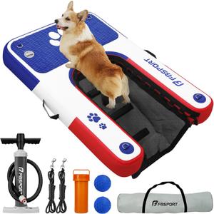 FBSPORT Inflatable Dog Boat Ramp Floating Dock Water Ramp Ladder for Pool, Boat, Non-Slip EVA Floating Ladder Pool Ramp for Dog Up to 220 LBs, Safe & Easy Access Dog Pool Ramp (Blue White Red) FBSPORT Inflatable Dog Boat Ramp Floating Dock Water Ramp Ladder for Pool, Boat, Non-Slip EVA Floating Ladder Pool Ramp for Dog Up to 220 LBs, Safe & Easy Access Dog Pool Ramp (Blue White Red)