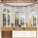 1 Inch Bay Window Curtain Rods Corner Curtain Rods Set 30-76 Inch Center Rod for Windows 16-40 Inch Side Rods,Curtain Rods Set (Black)