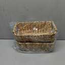 Pixoframe Small Rectangular Handwoven Wicker Basket - Water Hyacinth Storage Baskets with 2 Polished Wooden Handles for Store Hand Towel, Fruits & Veggies etc – 12.25"x7"x4.75" - Pack of 2 - Natural