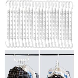 Mr. Pen- Space Saving Hangers for Clothes, 20 pcs, White, Plastic Multi Clothes Hangers Space Saving, 6 Slots, 360 Rotating Hooks