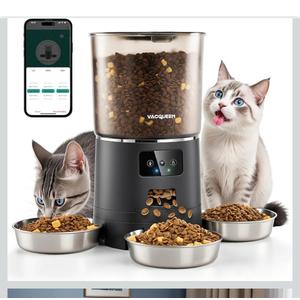 Automatic Cat Feeder for 3 Cats, 6L/25 Cups Smart WiFi Pet Feeder, Strong Anti-Jam System, Dual-Effect Desiccant Cat Food Dispenser, with 10S Voice Recorder for Cats and Small Dog(Black)