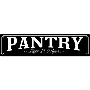 Vintage Tin Sign Pantry Open 24 Hours Sign Street Sign Retro Metal Sign for Home Bar Coffee Garden Indoor Ourdoor Decor 4"16"