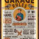 2 x LANOLU Garage Signs GARAGE RULES Vintage Sign for Garage, Man Cave Garage Metal Signs, Dad Garage Decor, Funny Mechanic Signs for Men, Shop Decor 12x16"