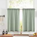 jinchan Linen Textured Tier Curtains 36 Inch for Kitchen Windows Farmhouse Cafe Curtains Small Drapes Rustic Light Filtering Half Window for Living Room Laundry Rod Pocket 2 Panels Green
