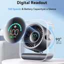 DIGIX Portable Desk Fan for Bedroom, Rechargeable Small Table Fan with 100 Speeds, 90° Rotation, Turbo Airflow, LED Display, Quiet Personal USB Cooling Fan for Office Home Travel Camping, Black