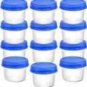 12 Pack Freezer Containers with Screw On Lids, 6 Oz Stackable Reusable Plastic Storage Container, Airtight Plastic Food Storage Containers with Twist Top Lids for Food Soup Jello Sauce
