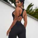OLCHEE Womens Workout Jumpsuits Seamless Yoga Gym Bodycon Rompers Sexy Racerback Tummy Control Padded Bra Unitard (Black, S)
