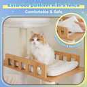Hey-brother Wooden Cat Tree, Furniture Tower with Large Platforms, MPJ121WB | 69.7 inch, Modern Full Sisal Scratching Posts, Hammocks, Spacious Condo, Ladder, Brush, Water Proof Surface, Walnut