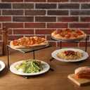 MyGift Set of 6 Black Metal Pizza Pan Riser Stands - Tabletop Hot and Cold Food Platter Tray Display - Countertop Baking Sheet Wire Cooling Racks