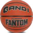 AND1 Fantom Rubber Basketball: Official Regulation Size 7 (29.5 inches) Rubber Basketball - Deep Channel Construction Streetball, Made for Indoor Outdoor Basketball Games (Orange)