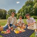 PICYALO Outdoor Picnic Blanket Blue Floral 80"x80" Large Sandproof Beach Blanket Waterproof Picnic Blankets Foldable for Caming, Beach, Outdoor Activities.