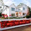 Will You Marry Me Banner 118 x 20 Inch Proposal Theme Wall Backdrop for Home Party Porch Fence Event Romantic Celebration Decor Indoor Outdoor Background Holiday Event Banner