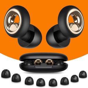 Ear Plugs for Sleeping, 45dB Silicone Ear Plugs for Noise Reduction, Reusable Sleeping Noise Cancelling Earplugs for Snoring, Concert & Shooting Ear Protection with 8 Eartips(Dark Black)
