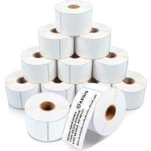 Aegis Adhesives - 2" X 4" Direct Thermal Printer Labels (4200 Count, 12 Rolls) - Inventory Barcode Stickers, FNSKU Labels, Shipping and Postage Stickers - Compatible with Zebra and Rollo Printers