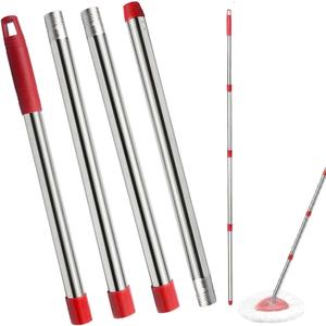 Spin Mop Replacement Handle, 4-Section 30-to-58 inch Mop Replacement Stick Compatible with Ocedar Mop Handle for Easy Wring Mop Refills, Germany Screw Joint(Mop Head&Base not Include) (Red)