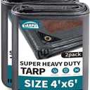 TARPAL tarp 4x6 Feet(2-Pack) Super Heavy Duty Tarps Cover 20mil Waterproof UV Protection Rip and Tear Proof Tarpaulin with Grommets(Grey/Brown)