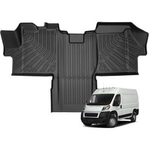 Naibeve Floor Mats for 2018-2024 2025 Dodge Ram Promaster 1500/2500 / 3500 - All Weather for Dodge Ram Promaster 1500/2500 / 3500 Floor Mats Liners Front Row Waterproof Interior Accessories
