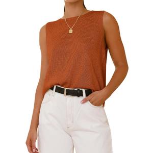 BTFBM Sleeveless Sweater Tops for Women 2026 Crew Neck Lightweight Casual Loose Tank Summer Outfits Fashion Clothing (S)