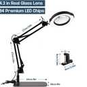 10X Magnifying Glass with Light and Stand, 5 Color Modes Stepless Dimmable LED Lighted Desk Lamp, Hands-Free Mag Desk Lamp with Clamp for Craft Hobby Painting Sewing Close Work Repair