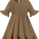 Neutocd Toddler Baby Girl Dress Summer Cute Dress for Girls Casual Little Girl Cotton Dress A-line Ruffle Sleeve Beach Dress, Size 90