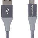 Micro USB to USB-A 2.0 Cable, Nylon Braided Cord, 480Mbps Transfer Speed, Gold-Plated, 10 Foot, Dark Gray