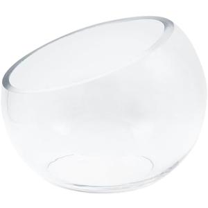 WGVI Slant Cut Bowl Glass Vase, Width 5.5", Height 4.5", Clear Terrarium, Candy Dish, Fruit Jar, Floral Container for Wedding Party Event, Home Office Decor, 1 Piece